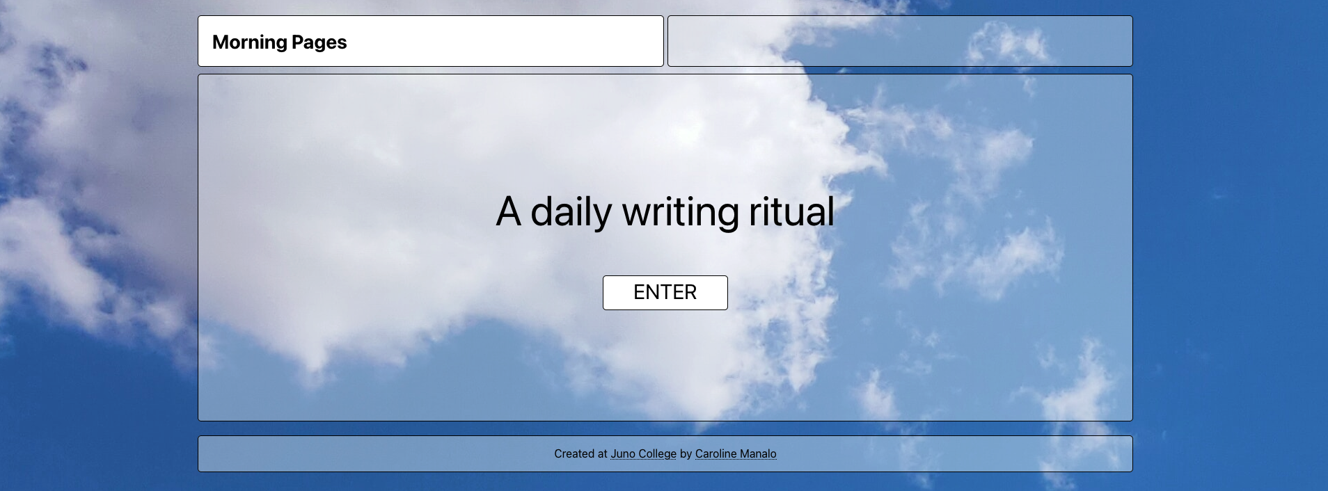 A screenshot of the Morning Pages landing page. It is a tool for writing out a stream of consciousness.